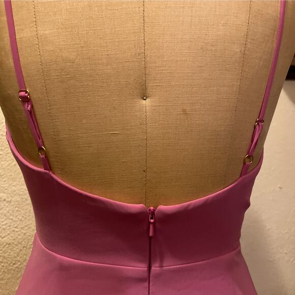 Lovely Adjustable Strap Wrap Bodice Maxi Dress with Front Slit Pink Size 2R - Picture 10 of 12